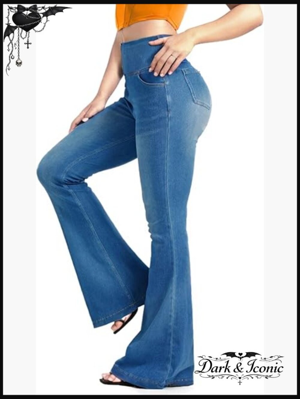 High Waisted Flare Bell Bottom Yoga Pants with Pockets Stretchy Knit Jean